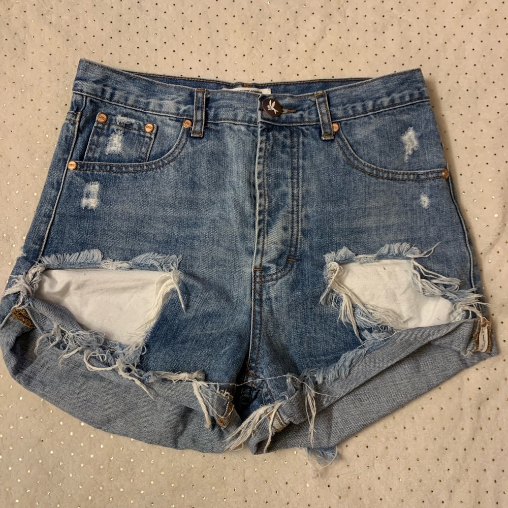 One teaspoon distressed denim shorts